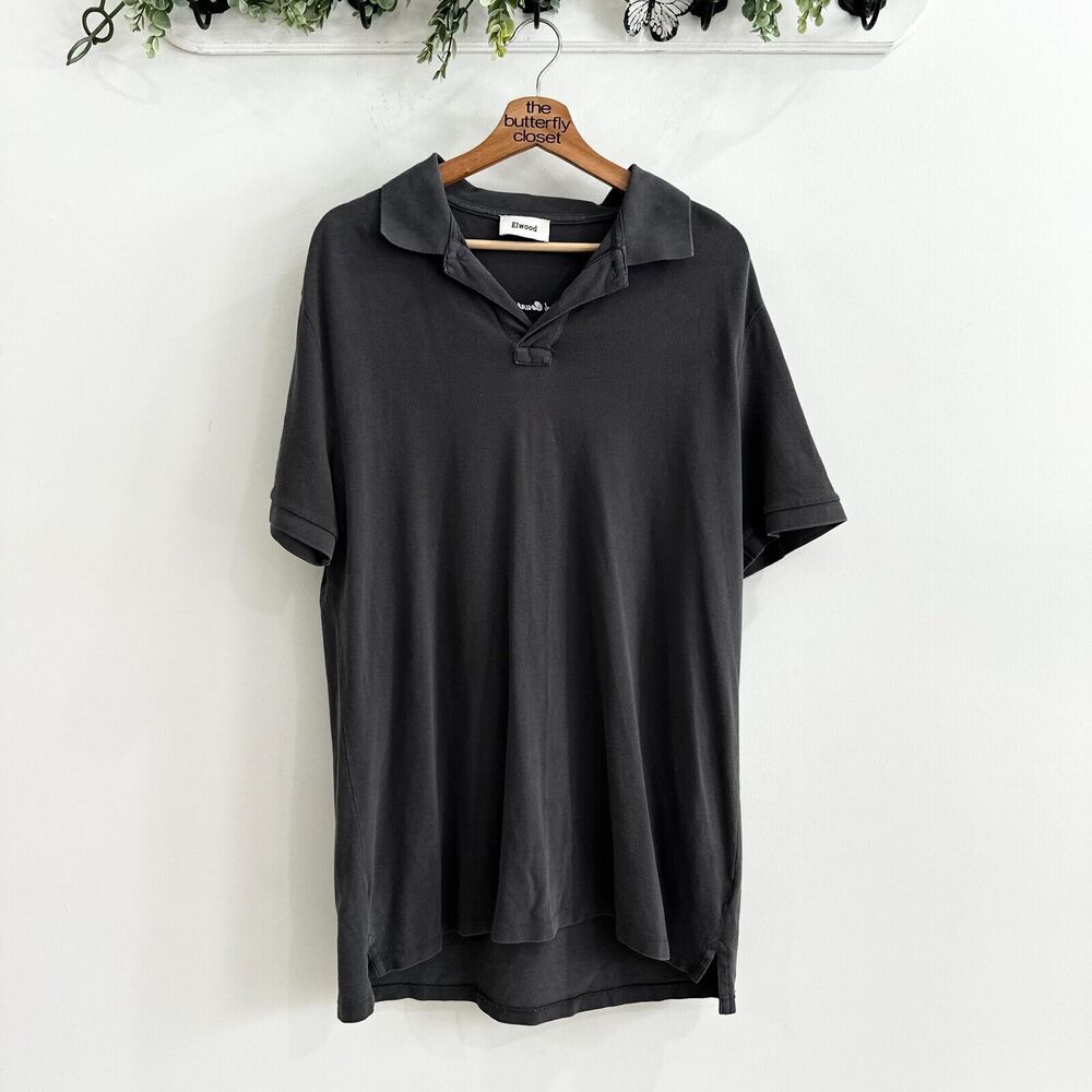Elwood Men's Washed Polo Vintage Grey Size M. Embroidered country club
